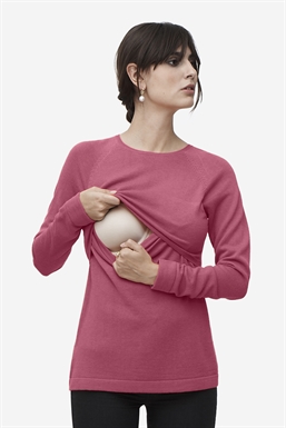 Milker pink Stillpullover aus Merinowolle - mit Stillfunktion gesehen