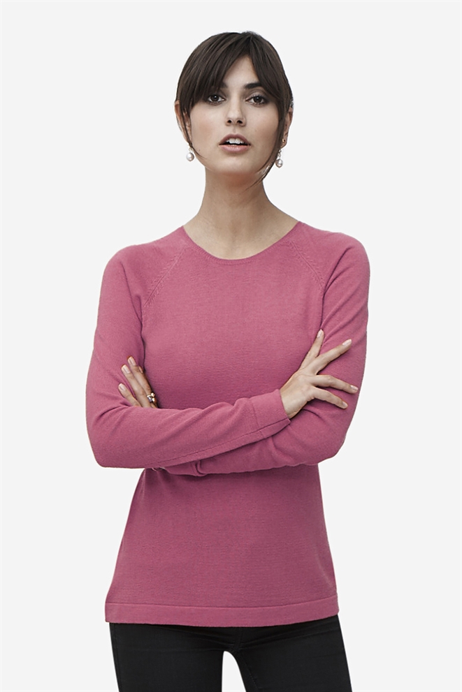 Milker pink Stillpullover aus Merinowolle - von vorne gesehen